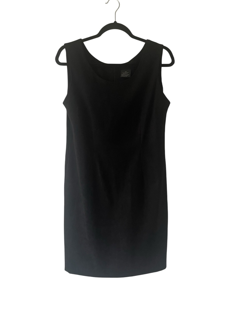 Vintage 90’s black faux suede midi length sleeveless dress size 10 petite